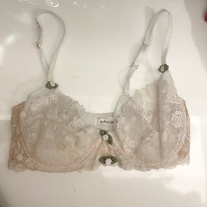 White & Nude Floral Bralette- for Love and Lemons